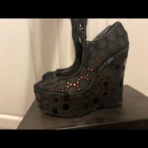 Betsey Johnson Lace Up Wedge Heels